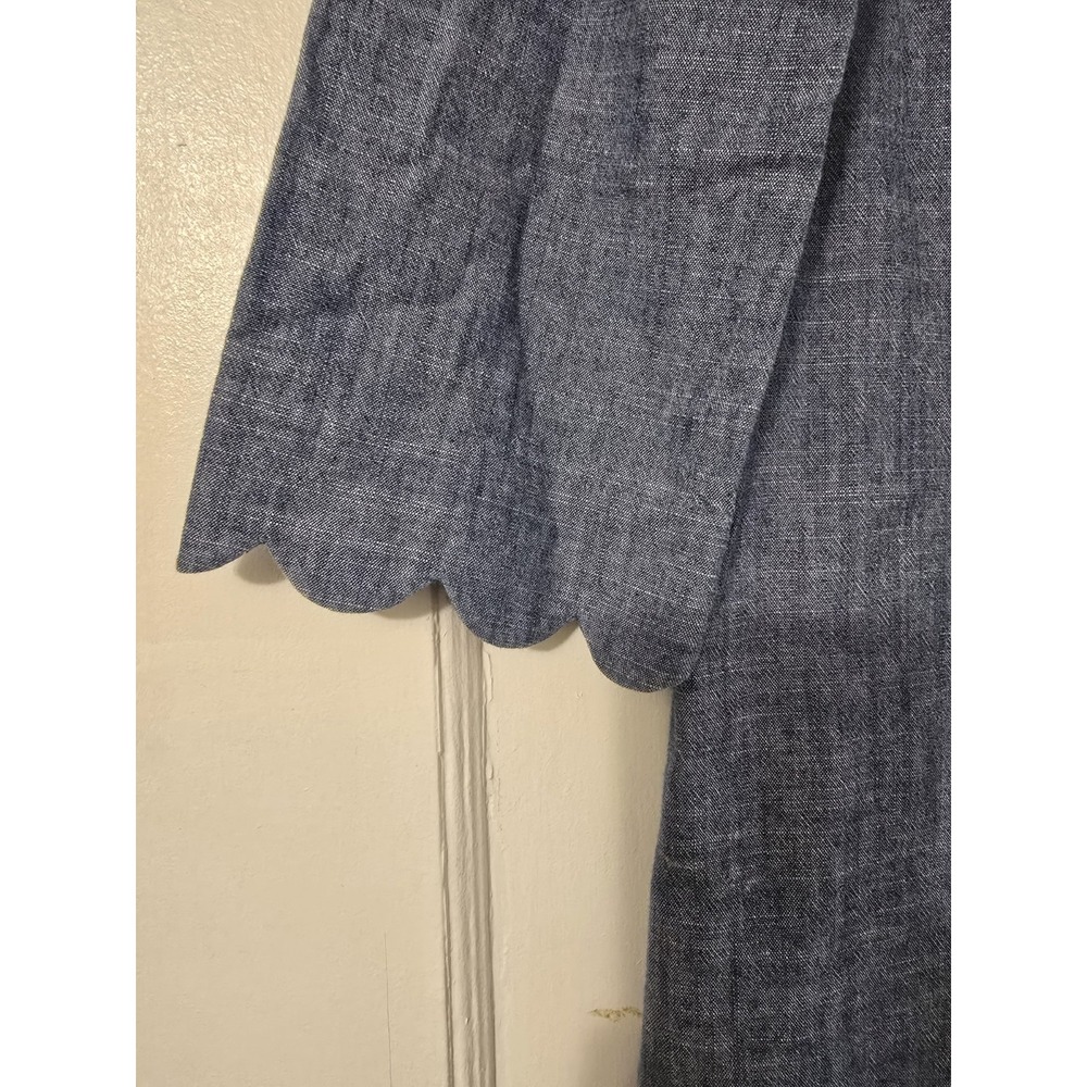 J.CREW Shift Dress Women Size 0 Blue Denim 100% Cotton V Neck Back Zip Pullover - Picture 3 of 6